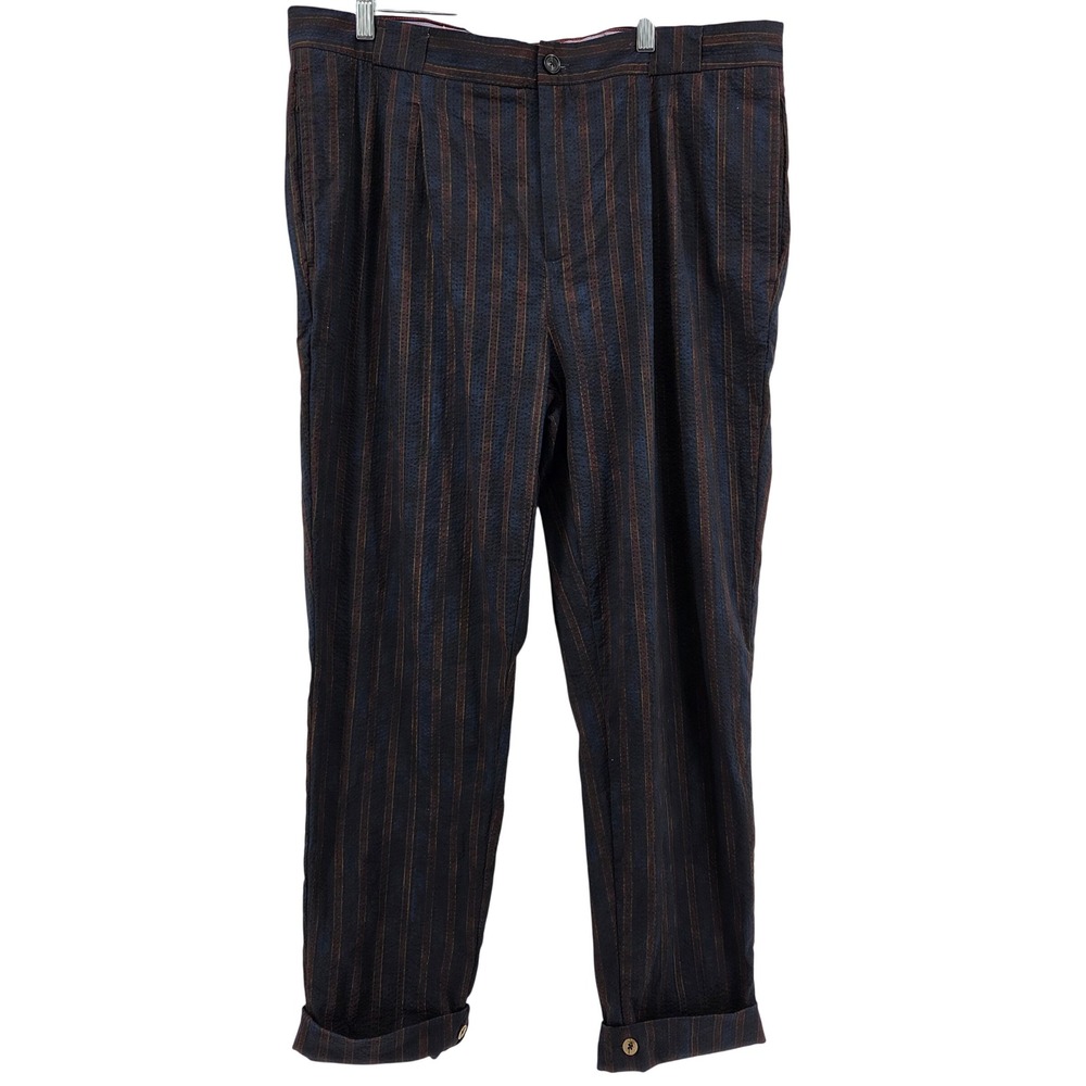 Scotch & Soda Striped Pleated Pants 36/32 Navy Wine Office Eclectic Paradise Sun